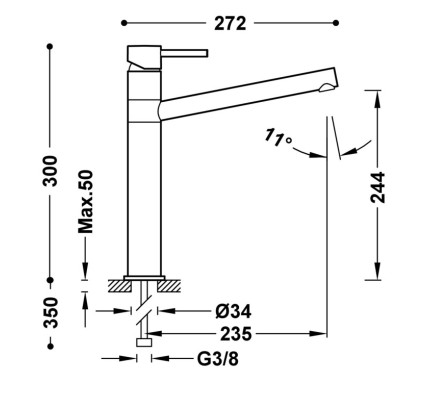 GRIFO MONOMANDO PARA COCINA TRES ESPACIO DE COCINA CROMO 8333301