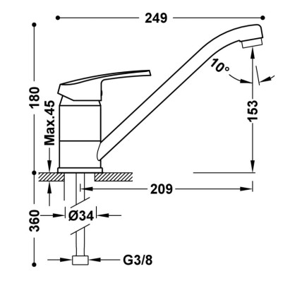GRIFO MONOMANDO PARA COCINA TRES ESPACIO DE COCINA CROMO 17033302