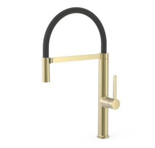 GRIFO MONOMANDO CON CAÑO FLEXIBLE PARA COCINA TRES ESPACIO DE COCINA CAVA DORADO 23048701CA