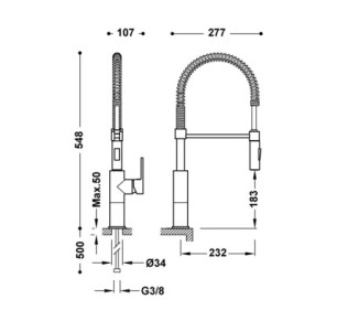 GRIFO MONOMANDO CON CAÑO EXTRAÍBLE CON 2 FUNCIONES PARA COCINA TRES ESPACIO DE COCINA CROMO 3048501