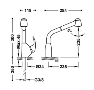 GRIFO MONOMANDO CON CAÑO EXTRAÍBLE CON 2 FUNCIONES PARA COCINA TRES ESPACIO DE COCINA CROMO 3044401