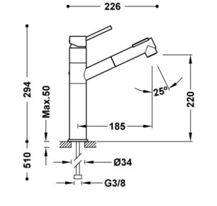 GRIFO MONOMANDO CON CAÑO EXTRAÍBLE CON 2 FUNCIONES PARA COCINA TRES ESPACIO DE COCINA CROMO 3043401