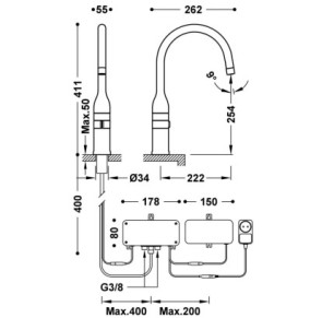 GRIFO ELECTRÓNICO PARA COCINA TRES ESPACIO DE COCINA VOLCANIC 23044501VO