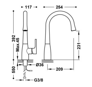 GRIFO ELECTRÓNICO PARA COCINA TRES ESPACIO DE COCINA CROMO 9244601