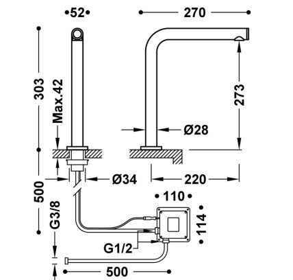 GRIFO ELECTRÓNICO DE 1 AGUA PARA COCINA TRES ESPACIO DE COCINA CROMO 161445