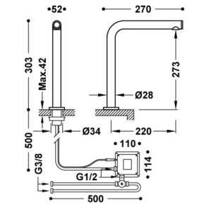 GRIFO ELECTRÓNICO CON SISTEMA PREMEZCLADOR PARA COCINA TRES ESPACIO DE COCINA CROMO 161446
