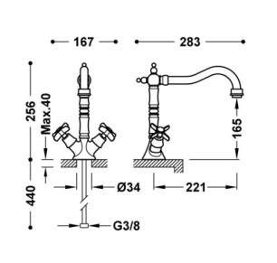 GRIFO BIMANDO PARA COCINA TRES ESPACIO DE COCINA CROMO 24234201