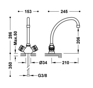 GRIFO BIMANDO PARA COCINA TRES ESPACIO DE COCINA CROMO 123342