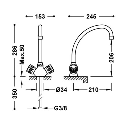 GRIFO BIMANDO PARA COCINA TRES ESPACIO DE COCINA CROMO 123342