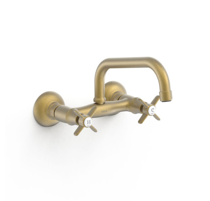 GRIFO BIMANDO MURAL PARA COCINA TRES ESPACIO DE COCINA LATÓN VIEJO MATE 24221501LM