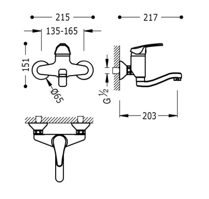 GRIFO MONOMANDO MURAL PARA COCINA TRES ESPACIO DE COCINA CROMO 7032003
