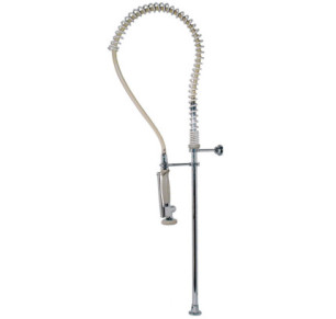 DUCHA EXTRAÍBLE PARA COCINA INDUSTRIAL CON TOMA DE AGUA A SUPERFICIE DE FREGADERO TRES ESPACIO DE COCINA CROMO 130481