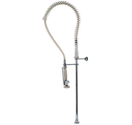 DUCHA EXTRAÍBLE PARA COCINA INDUSTRIAL CON TOMA DE AGUA A SUPERFICIE DE FREGADERO TRES ESPACIO DE COCINA CROMO 130481