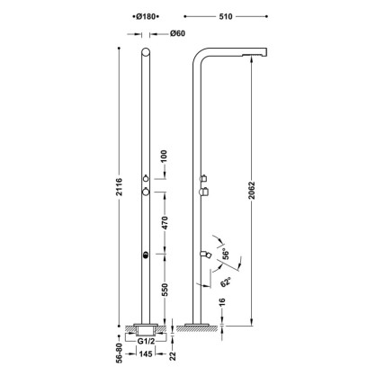 DUCHA PARA EXTERIOR DE ACERO INOXIDABLE 316 TRES COLECTIVIDADES ACERO INOXIDABLE 13499505