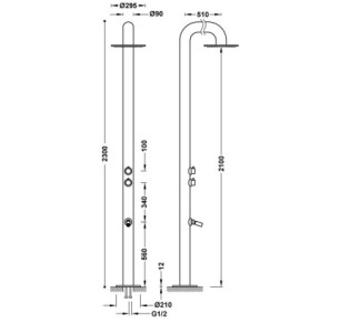DUCHA PARA EXTERIOR DE ACERO INOXIDABLE 316 TRES COLECTIVIDADES ACERO INOXIDABLE 13499504