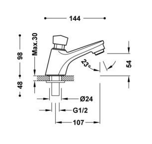 GRIFO TEMPORIZADO DE 1 AGUA PARA LAVABO TRES COLECTIVIDADES CROMO 21210301