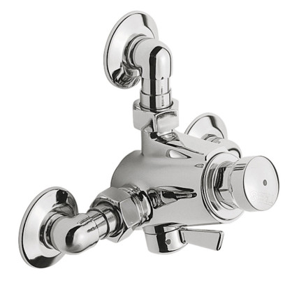 GRIFO TEMPORIZADO MURAL CON SELECTOR DE TEMPERATURA PARA DUCHA TRES COLECTIVIDADES CROMO 112162