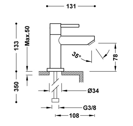 GRIFO DE 1 AGUA PARA LAVABO TRES COLECTIVIDADES CROMO 6250301