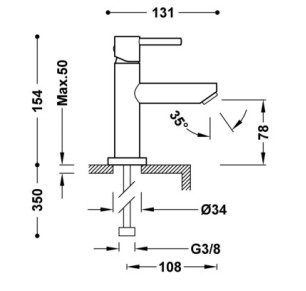 GRIFO MONOMANDO PARA LAVABO TRES COLECTIVIDADES CROMO 6260301