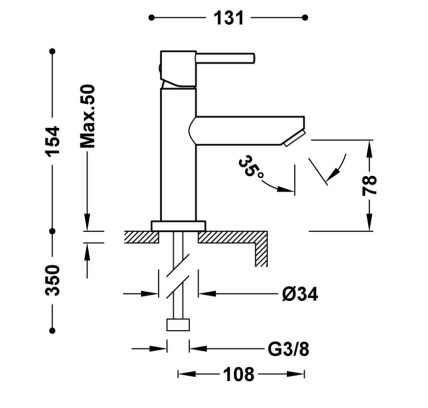 GRIFO MONOMANDO PARA LAVABO TRES COLECTIVIDADES CROMO 6260301