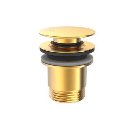 VÁLVULA DE DESAGÜE CLICK-CLACK SIMPLE-RAPID PARA LAVABO TRES COMPLEMENTOS DE GRIFERÍA ORO MATE 24K 24284010OM