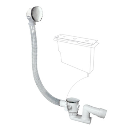 VÁLVULA DE DESAGÜE CLICK-CLACK PARA BAÑERA CON REBOSADERO Y TOMA DE DRENAJE TRES COMPLEMENTOS DE GRIFERÍA CROMO 134445