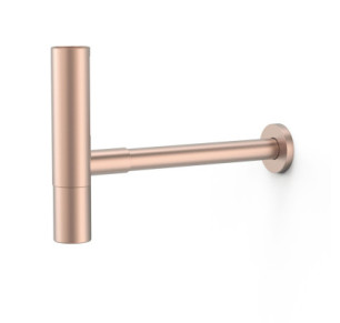 SIFÓN TELESCÓPICO REDONDO INSPECCIONABLE CON FALDÓN PARA LAVABO TRES COMPLEMENTOS DE GRIFERÍA ORO ROSA MATE 24K 16110342OPM