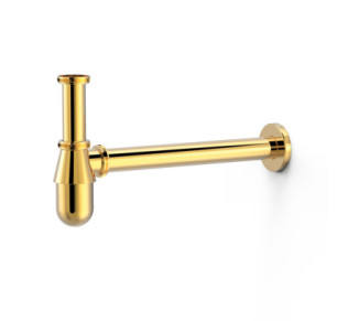 SIFÓN TELESCÓPICO TIPO BOTELLA INSPECCIONABLE PARA LAVABO TRES COMPLEMENTOS DE GRIFERÍA ORO 24K 03463430OR