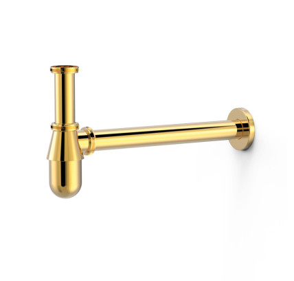 SIFÓN TELESCÓPICO TIPO BOTELLA INSPECCIONABLE PARA LAVABO TRES COMPLEMENTOS DE GRIFERÍA ORO 24K 03463430OR