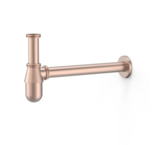 SIFÓN TELESCÓPICO TIPO BOTELLA INSPECCIONABLE PARA LAVABO TRES COMPLEMENTOS DE GRIFERÍA ORO ROSA MATE 24K 03463430OPM