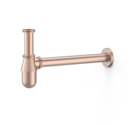 SIFÓN TELESCÓPICO TIPO BOTELLA INSPECCIONABLE PARA LAVABO TRES COMPLEMENTOS DE GRIFERÍA ORO ROSA MATE 24K 03463430OPM