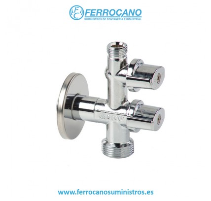 GRIFO DOBLE SALIDA ARCO 1/2'-3/4'-3/8' CROMO