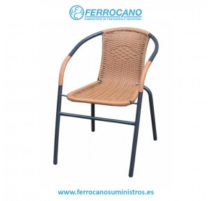 SILLA JARD 53X58X75CM HIERRO/RATAN NATUUR