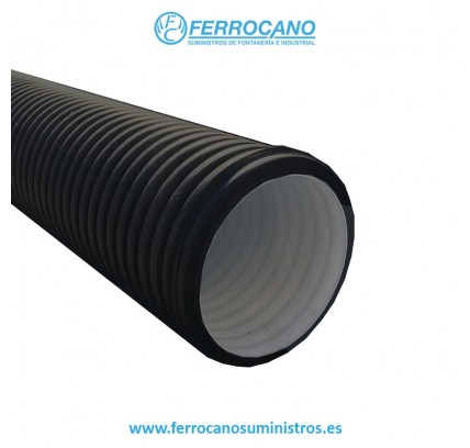 TUBO POLIETILENO CORRUGADO NEGRO 630 SN-8 (6,15 METROS)