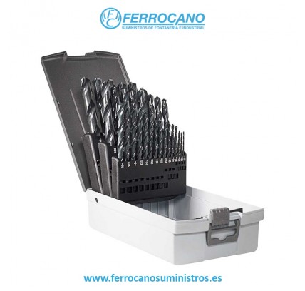 JUEGO BROCAS HEPYC 19 PIEZAS HSS DIN338N 1-10MM 1172