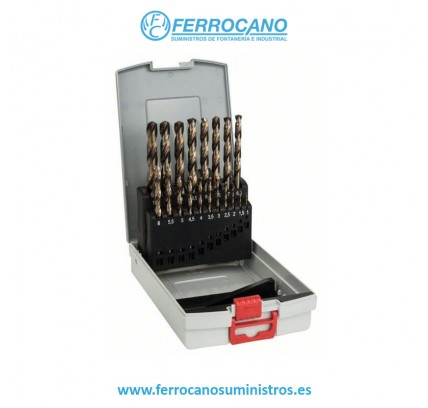 JUEGO BROCAS HEPYC 19 PIEZAS COBALTO HSSCO DIN338N 1-10MM 1171