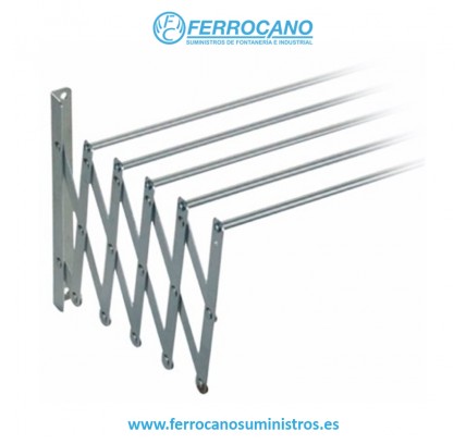 TENDEDERO PARED VIVAHOGAR 5 BARRAS EXTENSIBLE ACORDEÓN ALUMINIO 100X77X37CM