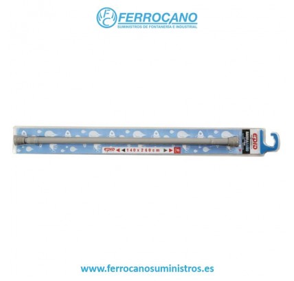 BARRA CORTINA BAÑO 140X260CM PLATA MATE