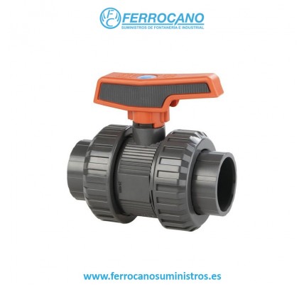 VALVULA ESFERA PVC CEPEX R/H 1" PN-16 M/ROJO-GRIS