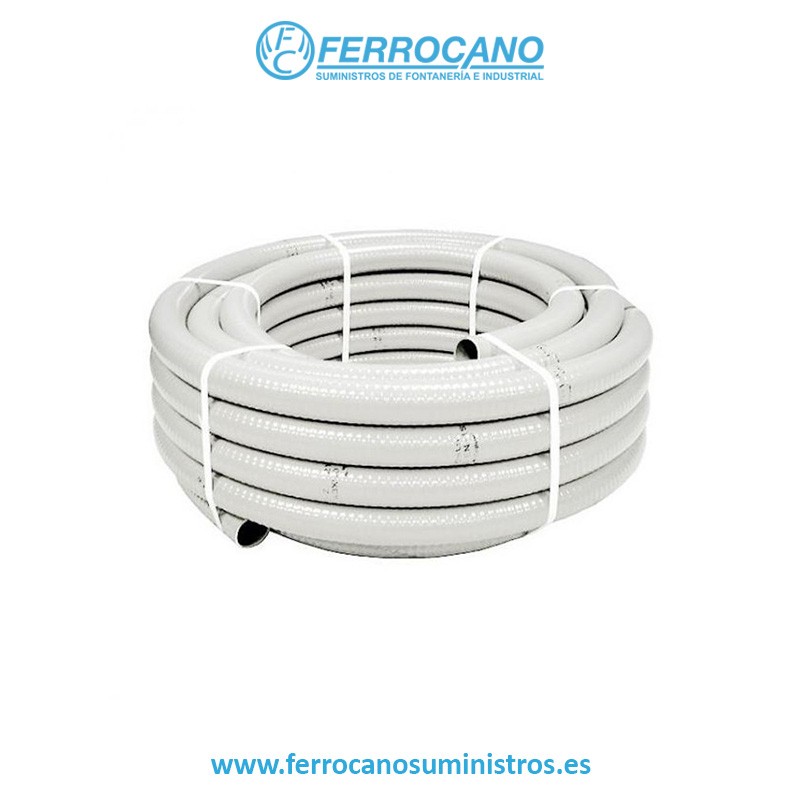 Ribimex Tubo Anellato Da 25 Mm X 25 Metri, In PVC Verde Traslucido Con Spirale Bianca Rigida - 4