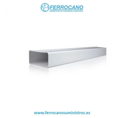 TUBO PVC SALIDA HUMOS RECTANGULAR 150X75 BLANCO (1,5MT)