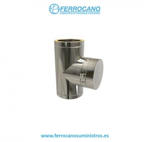 T AISLADA INOX 125-90º CON TAPON KWTI12