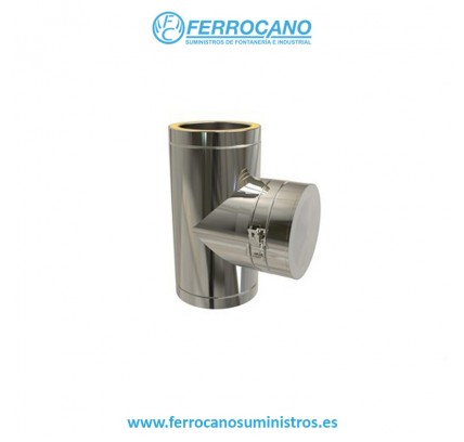 T AISLADA INOX 125-90º CON TAPON KWTI12