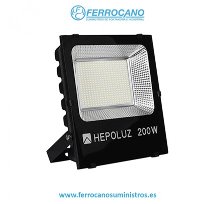PROYECTOR LED HEPO PARED 200W 6000K NEGRO