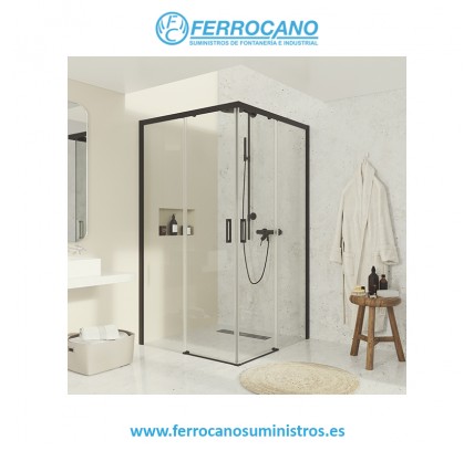 MAMPARA RECTANGULAR 2 PUERTAS NEGRO - FERROCANO