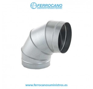 CODO CHAPA HELICOIDAL Ø 125-90º GALVANIZADO