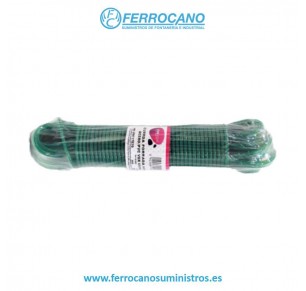 CUERDA FIJACIÓN VIVAHOGAR FORRADA 04MM ACERO/PVC VERDE 20 METROS