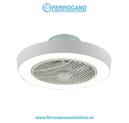 VENTILADOR TECHO CON PLAFON LED 36W 55CM 3 VELOCIDADES BLANCO