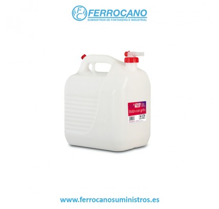 BIDÓN PLÁSTICO 10 LITROS CON GRIFO BLANCO