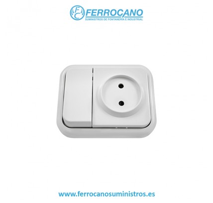 CONMUTADOR+BASE KRISTAL FONTINI BLANCO NIEVE